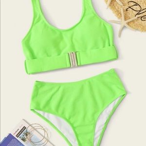 Neon green belt bikini
